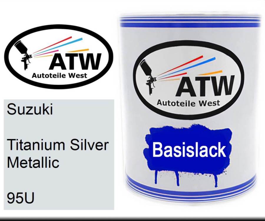 Suzuki, Titanium Silver Metallic, 95U: 1L Lackdose, von ATW Autoteile West.